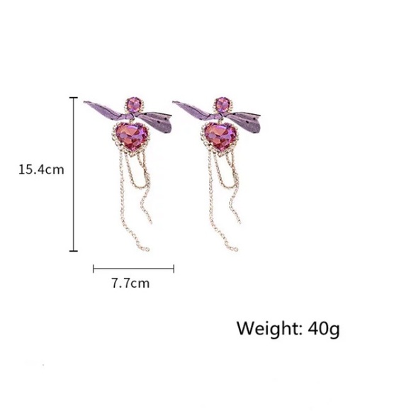 ⭐️ Big Purple Heart Crystals Earrings - Picture 5 of 5